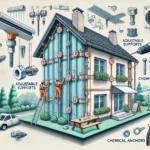 DALL·E 2024-10-10 15.18.51 - An illustration representing the concept of fixing loads on thermal insulation systems. The image should show various components like wall anchors, ad